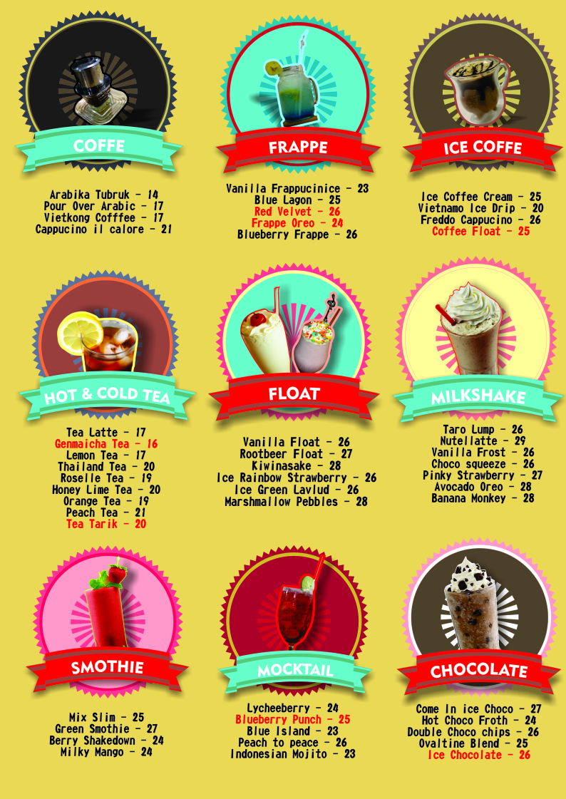 DAFTAR MENU Come In Cafe by MLG coffeeshop